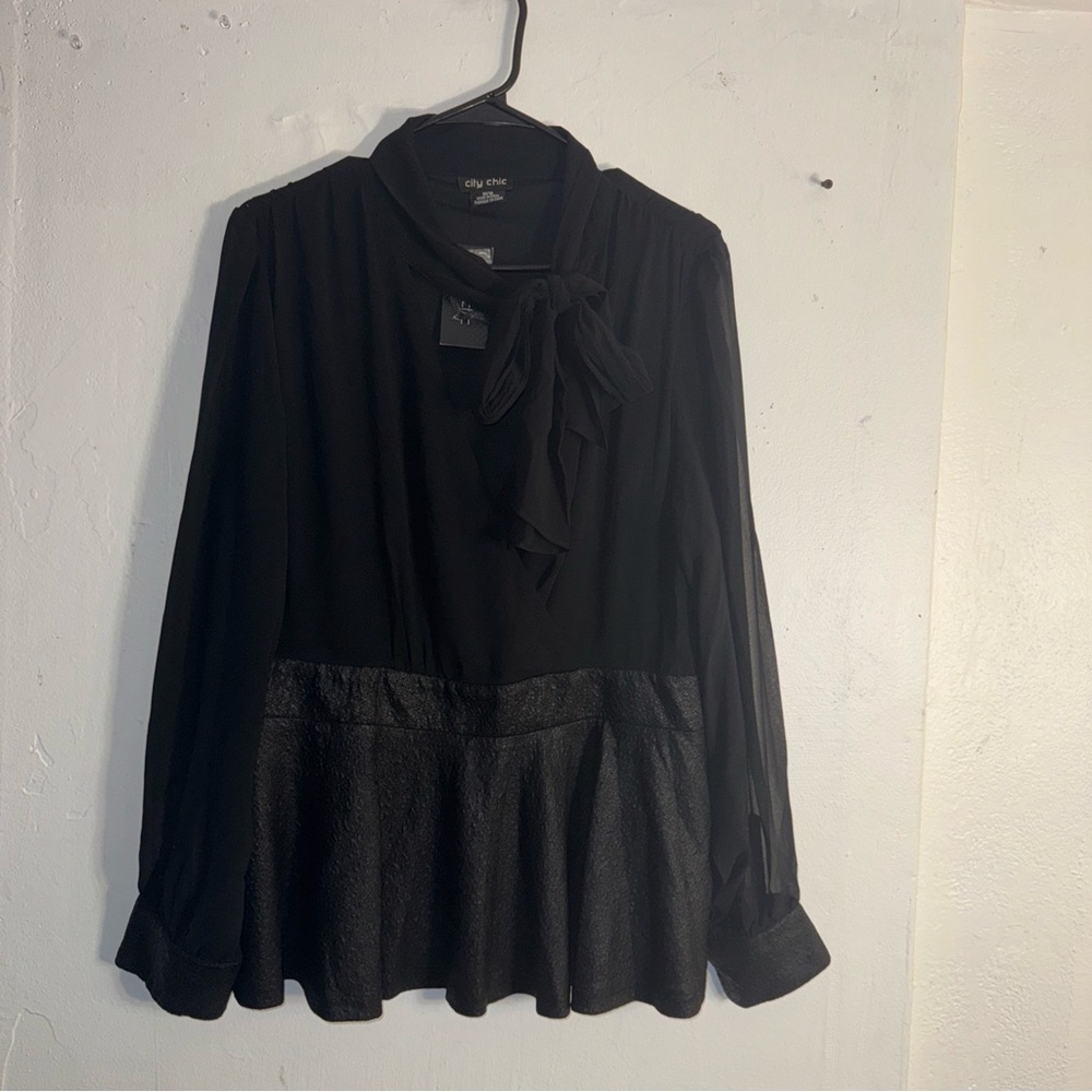 Black Sheer Long Sleeve Blouse